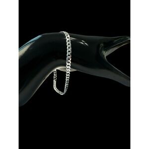 925‎ Sterling Silver Flat Cuban Link Bracelet 7.5" Made in Italy NWT